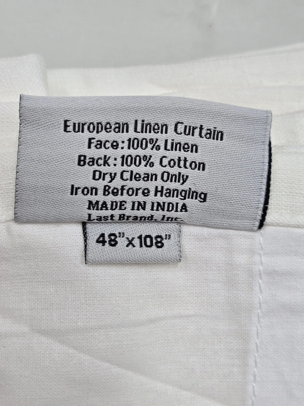 QUINCE Set Of 2 48x108 European Linen Curtains White 9529
